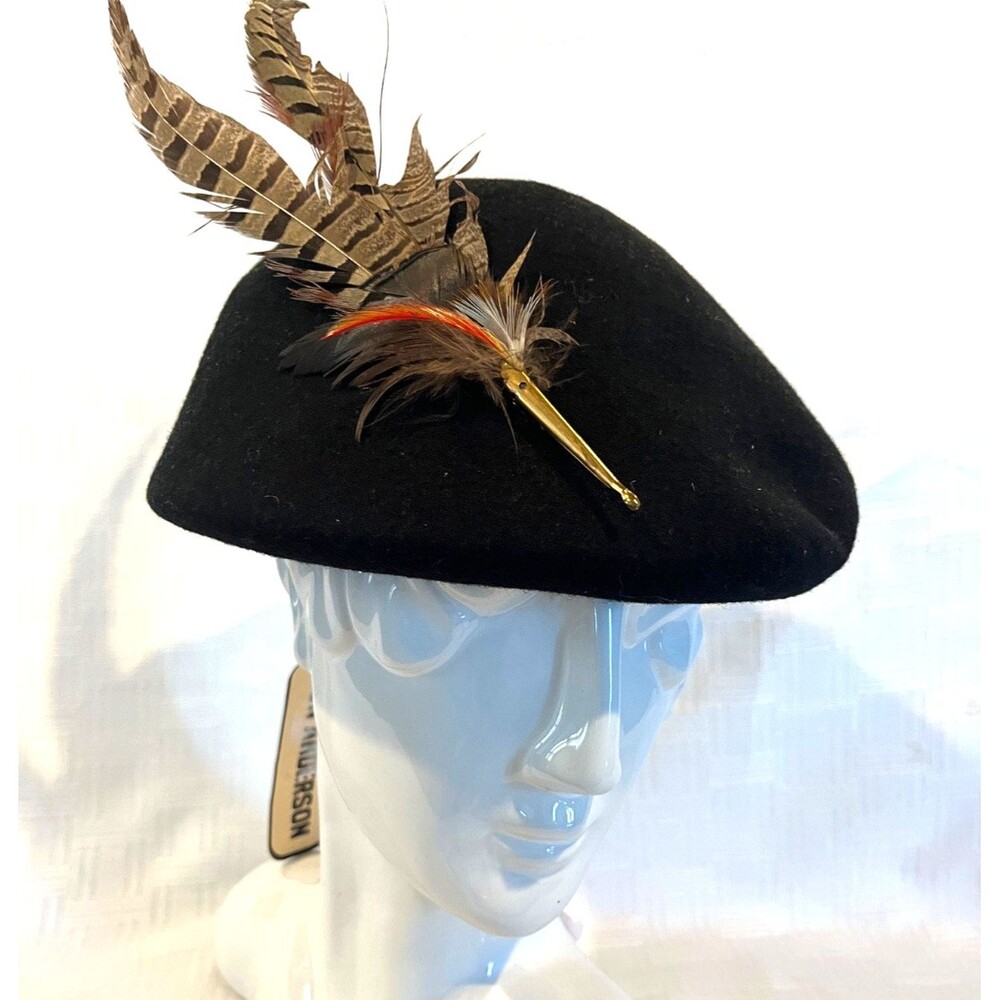 Don Anderson Black Felt Hat w/ Peacock Feathers NOS NWT - Read Description